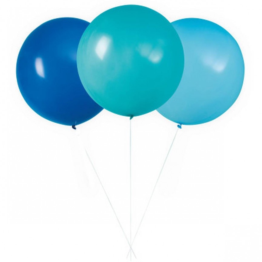 3 Riesige verschieden blaue Luftballons