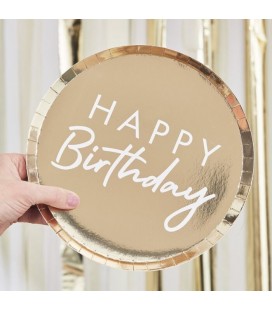 Gold Foiled Happy Birthday Plates