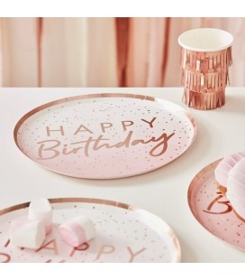 Rose Gold Ombré Happy Birthday Plates
