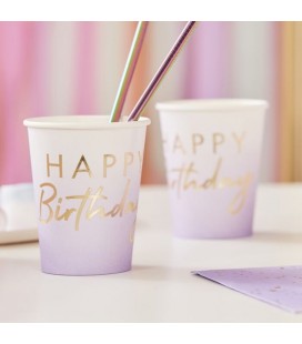 Lilac Ombre Happy Birthday Cups