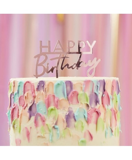 Happy Birthday Cake Topper aus Acryl - Rosa