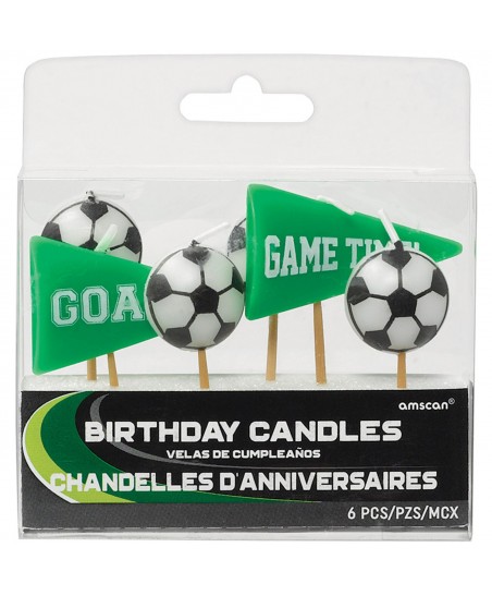 6 Fußball Kerze-Piekser