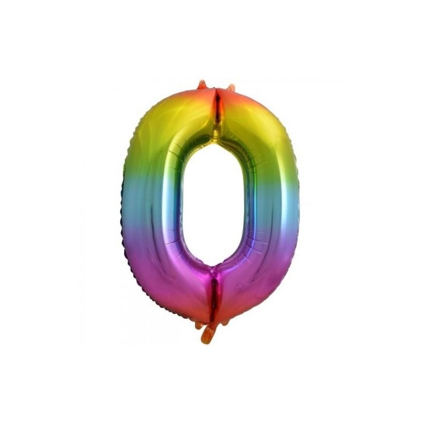 Rainbow Mylar Ballon Number 0