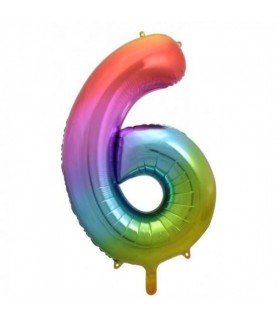 Regenbogen Folienballon Nummer 6