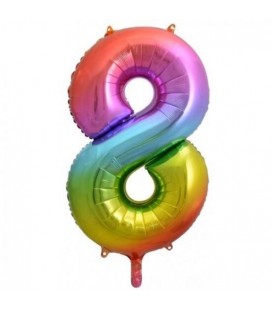 Rainbow Foil Ballon Number 8