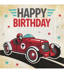 Vintage Race Car Happy Birthday Luncheon Napkins