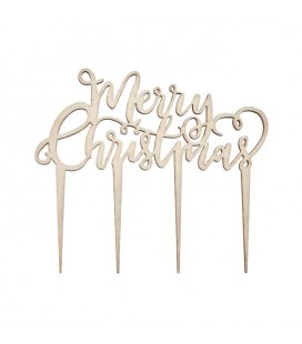 Wooden Merry Christmas Cake Topper