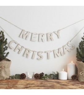 Rustic Wooden Merry Christmas Bunting