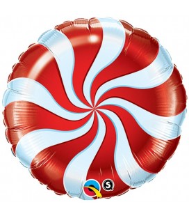 Ballon Aluminium Candy Cane Swirl Red
