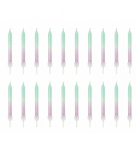 20 Mint- Purple Glitter Ombre Candles