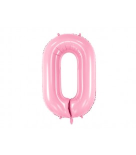 Pastel Pink Mylar Ballon Number 0