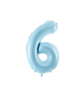 Pastel Blue Mylar Ballon Number 6