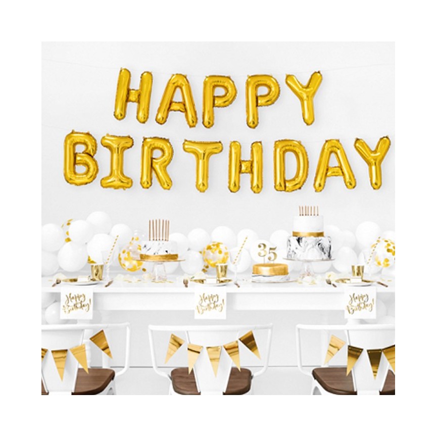 Happy Birthday Goldene Buchstaben Folienluftballons