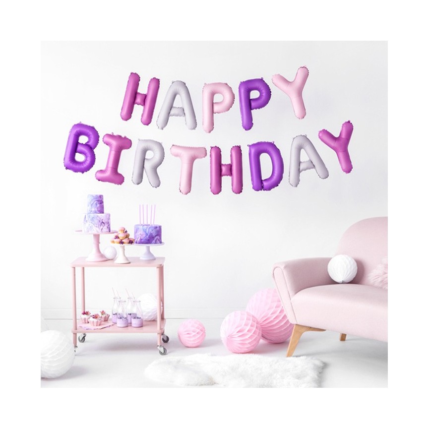 Happy Birthday Pink Mix Letters Mylar Balloons