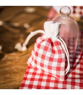 5 Linen Pouches - Red Gingham