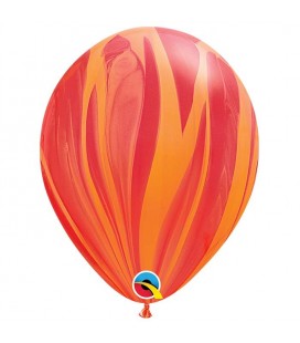 1 Red & Orange Marble Agate Balloon